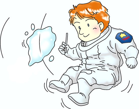 宇宙船の中で、なぜ水が飛び散らないのか?  