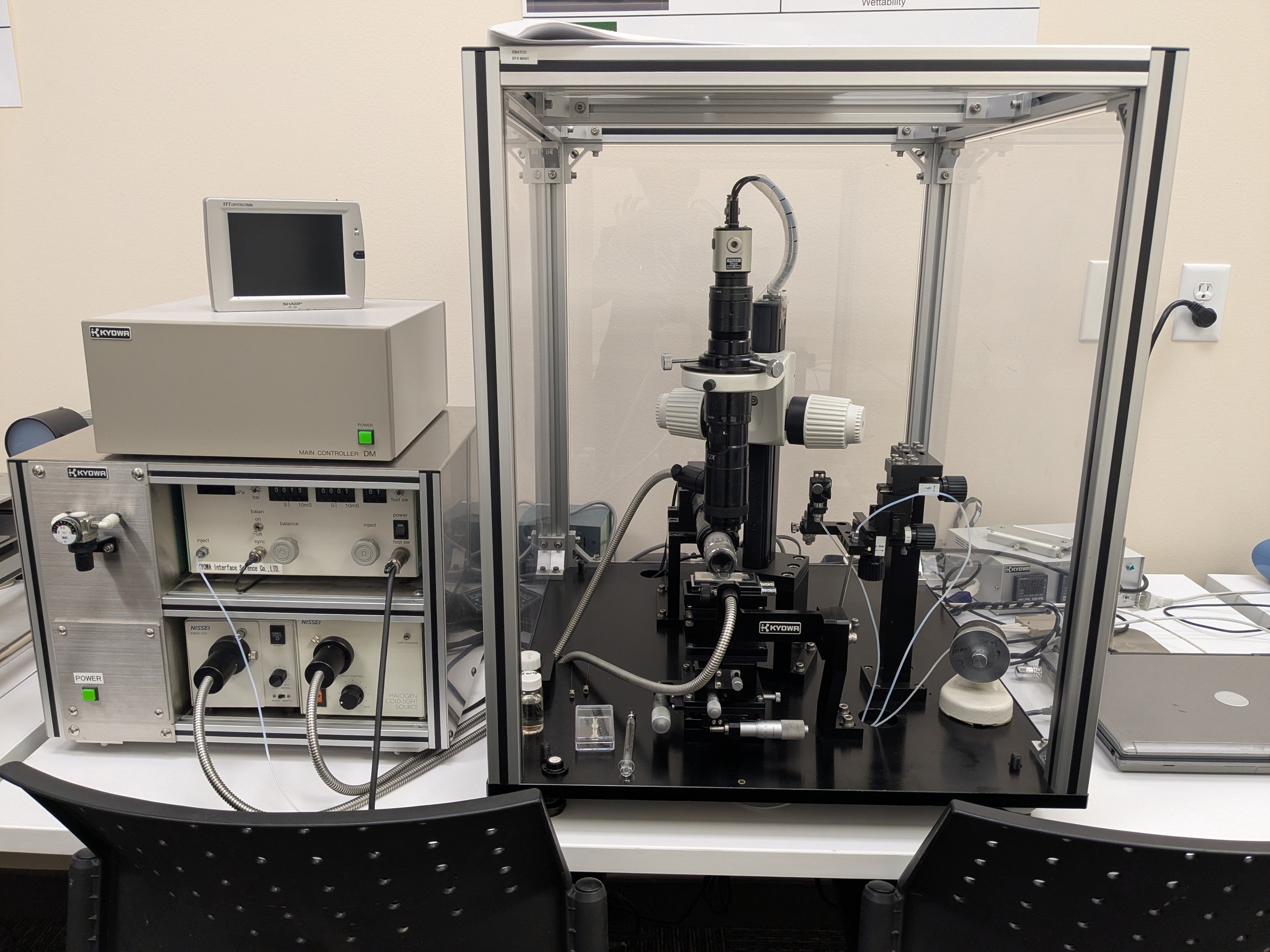 Kyowa micro contact angle meter in Ebatco's laboratory